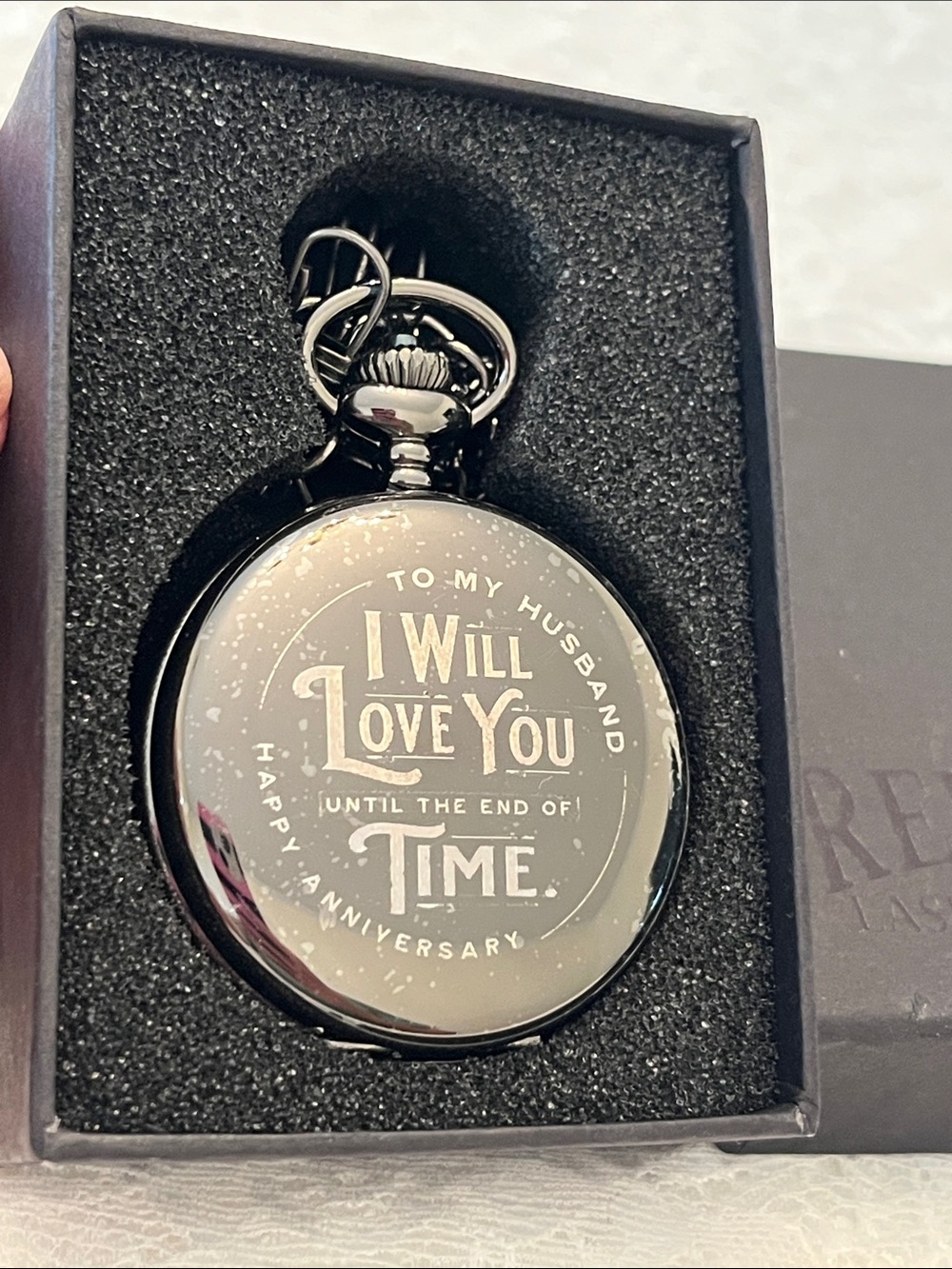 Red Dot Engraved Pocket Watch - "I Will Love You Until The End of Time"